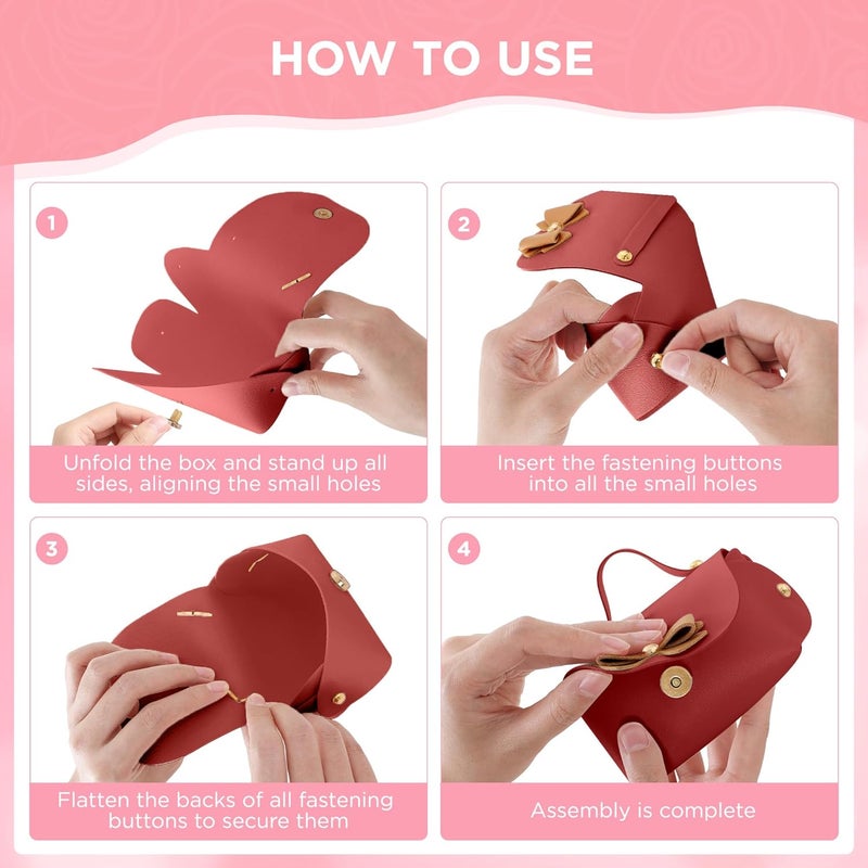 SESENSE Money Box for Cash, Leather Bowknot Money Pull Box for Cash Surprise Box Mini Bags with 30 Pcs Transparent Bags for Christmas Party Birthday - Image 5
